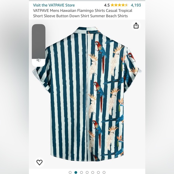 NWOT Men's Casual Button Down Shirt - Blue Parrot Print - Picture 2 of 11